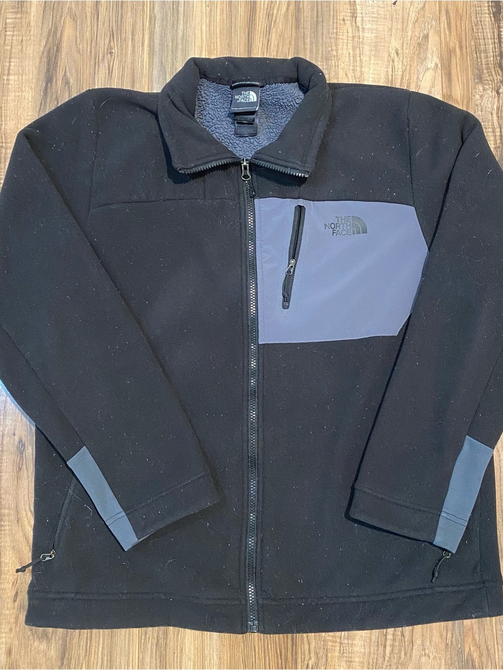 The North Face Black Fleece Jacket with Gray Chest Panel